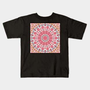 Flower and Hearts valentines and spring Kaleidoscope pattern (Seamless) 13 Kids T-Shirt